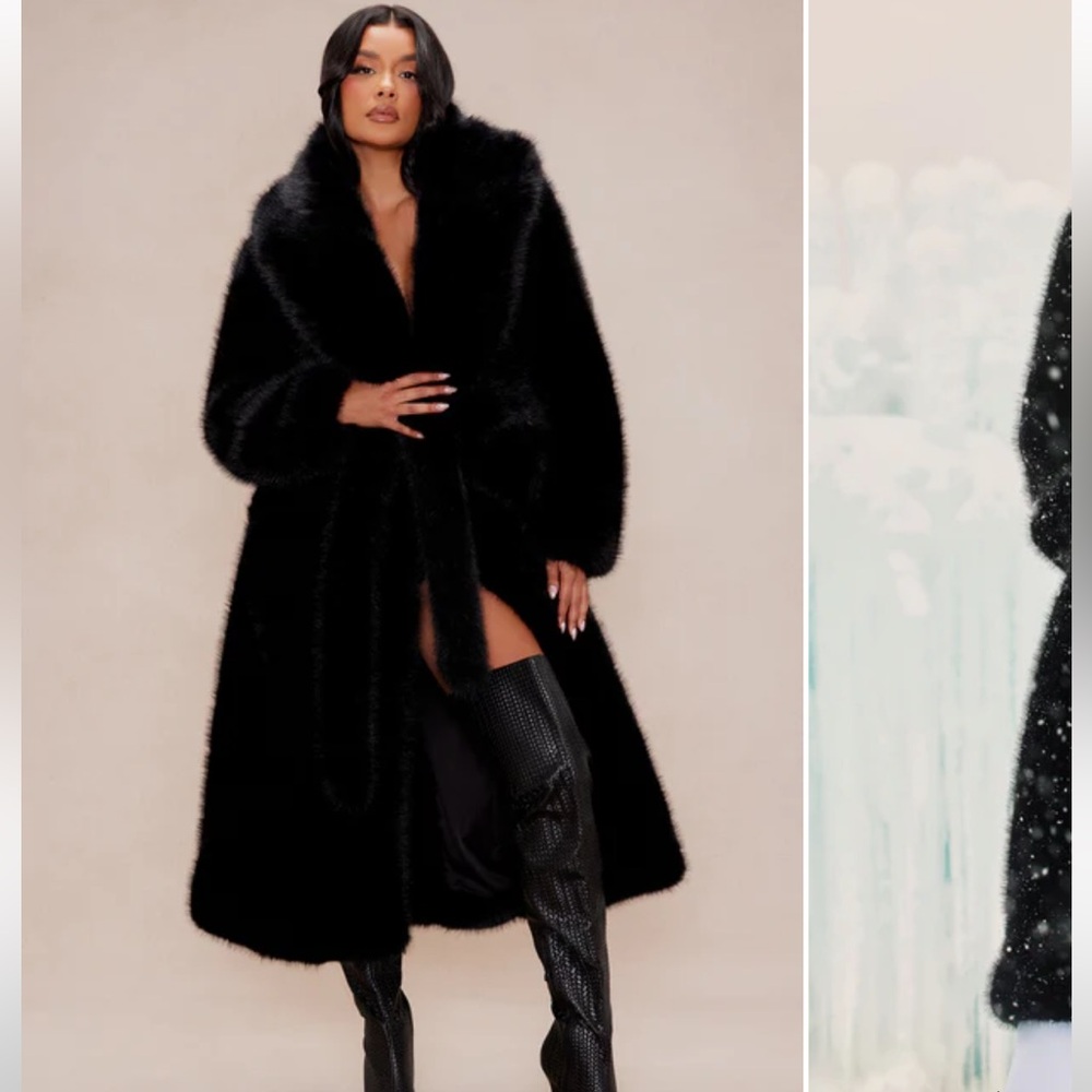 Fashion Nova Madison Faux Fur Coat - Black